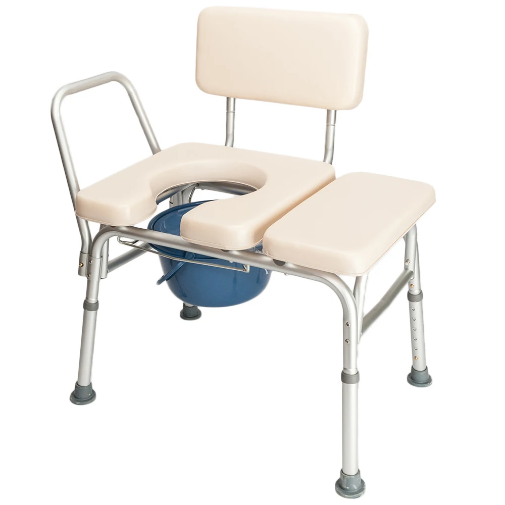 2-in-1 Multifunctional Commode Chair Bath Chair 6 Levels Adjustable For Elder Disabled People Pregnant