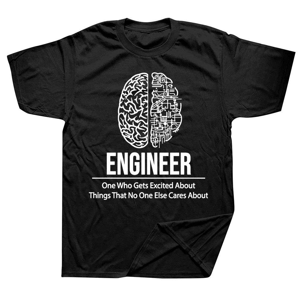 Engineer Brain T Shirt Funny Electrical Engineer Engineering Graphic Tee Tops Geek Dad Computer Technician T-shirt Short Sleeve