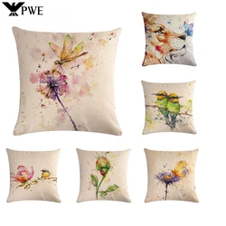 Painted Art Pillowcase Animal Print Linen Pillowcase Chair Sofa Home Decoration Cushion Cover