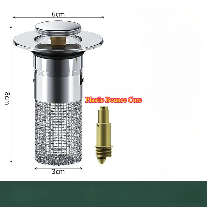 

Цельная сливная пробка для раковины в ванной комнате с легко поворотным стержнем — защита от запаха и засорения, прочная защита для слива раковины