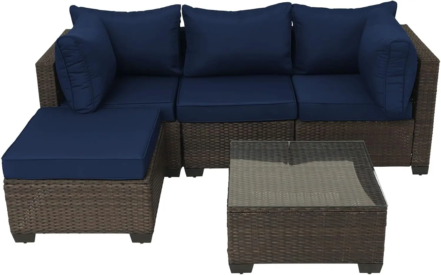 

Patio Furniture Set Outdoor Rattan Sectional Porch Furniture Wicker Patio Conversation Set Seating Sofa with Coffee Table