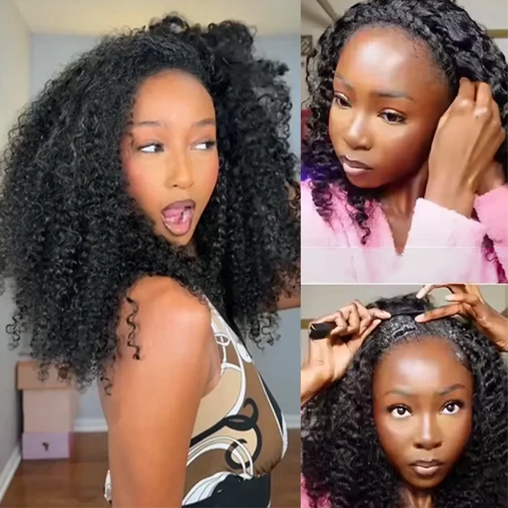 

Парик-полупарик 3-в-1 из натуральных волос, плотность 200%, глубокая волна, готовый к ношению, 16-32 дюйма, с завязками