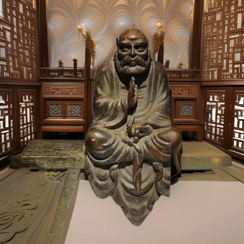 Vintage items returned from rural areas: Daruma monk statue, brass bench, old bronze Buddha statue, antique collectibles
