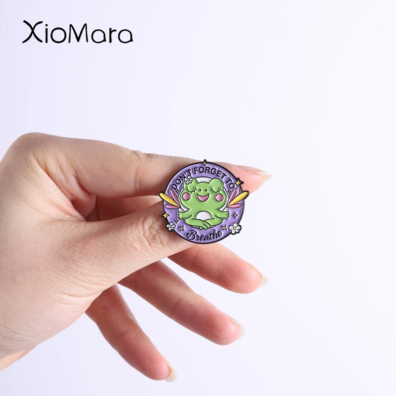 Cute Frog Quote Enamel Pins DON'T FORGET TO Breathe Metal Brooches Fashion Lapel Badge Backpack Clothes Jewelry Gift for Friends