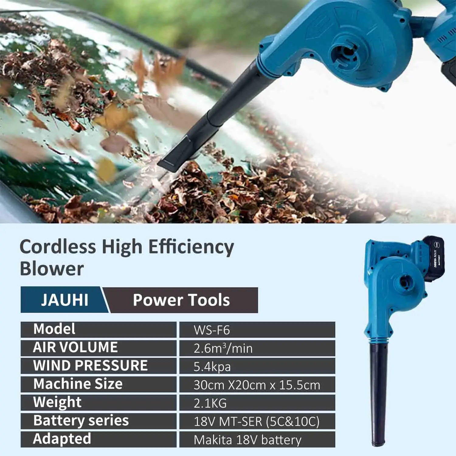 Battery Cordless Electric Air Blower Vacuum Cleannig Blower Suction Leaf Blower Dust Cleaner Power Tool For Makita 18v Battery