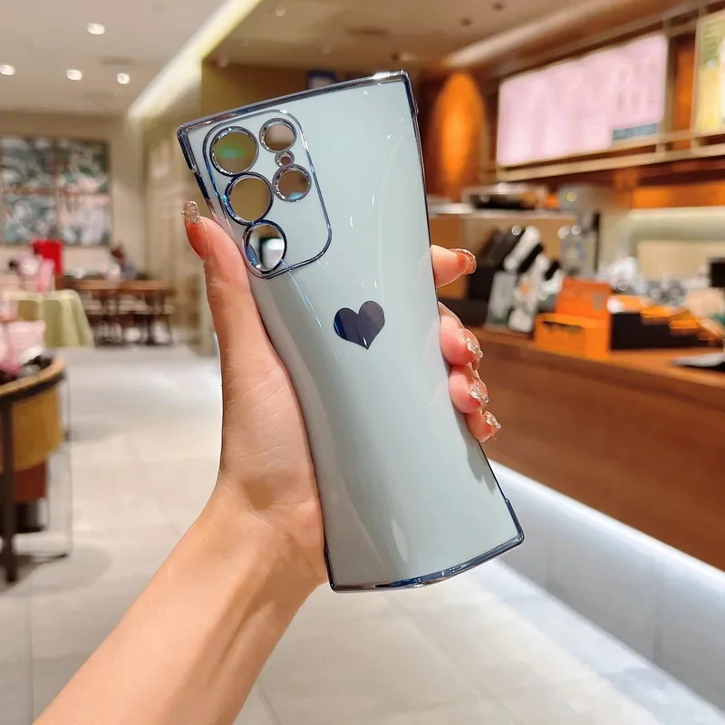 Luxury Love Heart Side Pattern Cover Case For Samsung Galaxy S25 S24 S23 S22 Ultra S21 S20 FE A 16 14 24 34 54 15 25 35 55 13 23