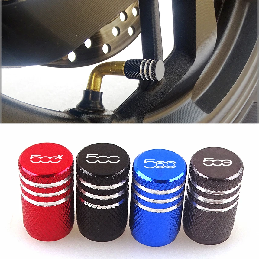 Auto Emblem Dust Cover car Aluminum Air Tire Valve Cap For Fiat 500 60 Anniversary 500C 500E 500L 500S 500X 500S Manuale 500C