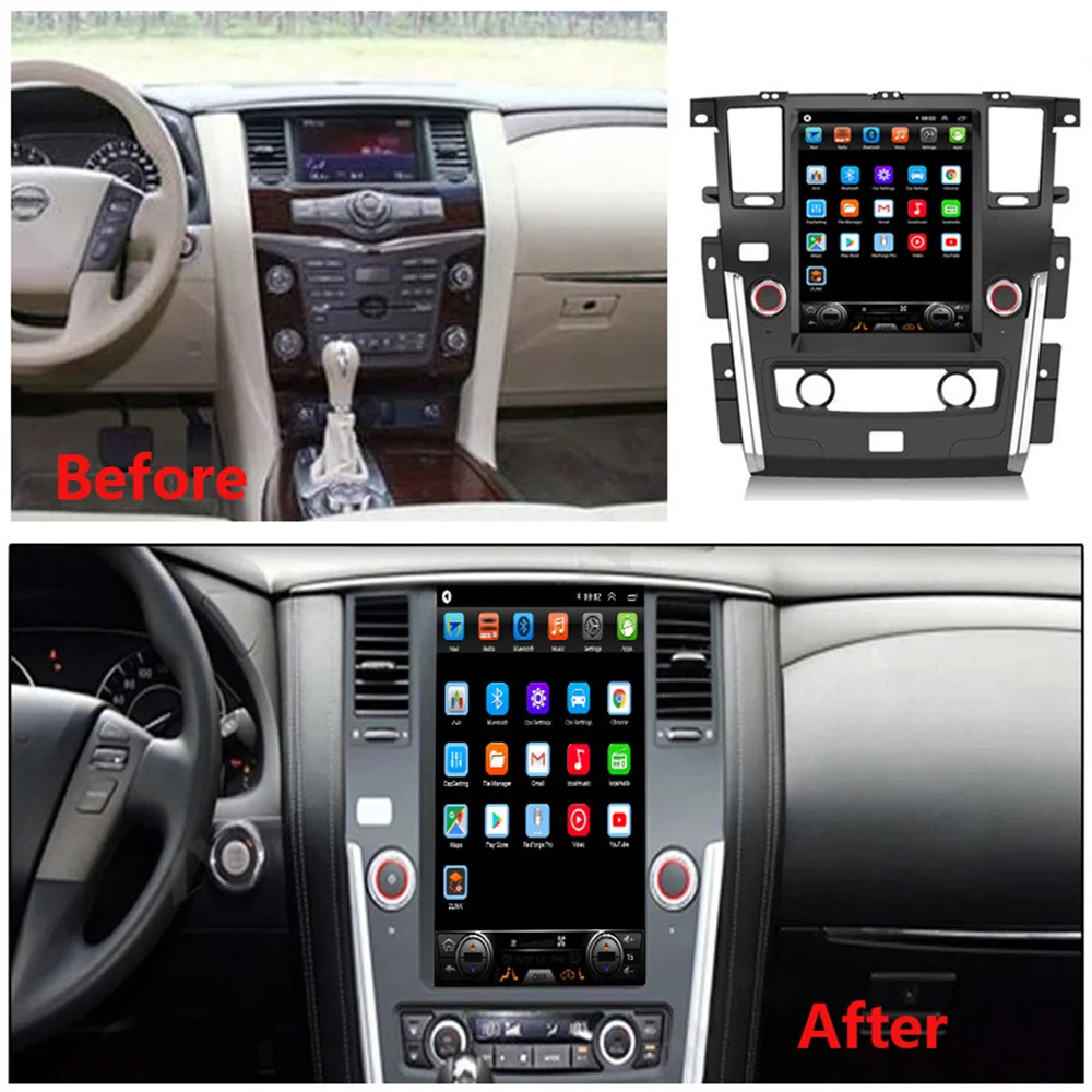 

12.1 Inch Vertical Screen Android Car GPS Navigation Multimedia Player For NISSAN PATROL 2016 2017 Manual A/C Radio Stereo WiFi