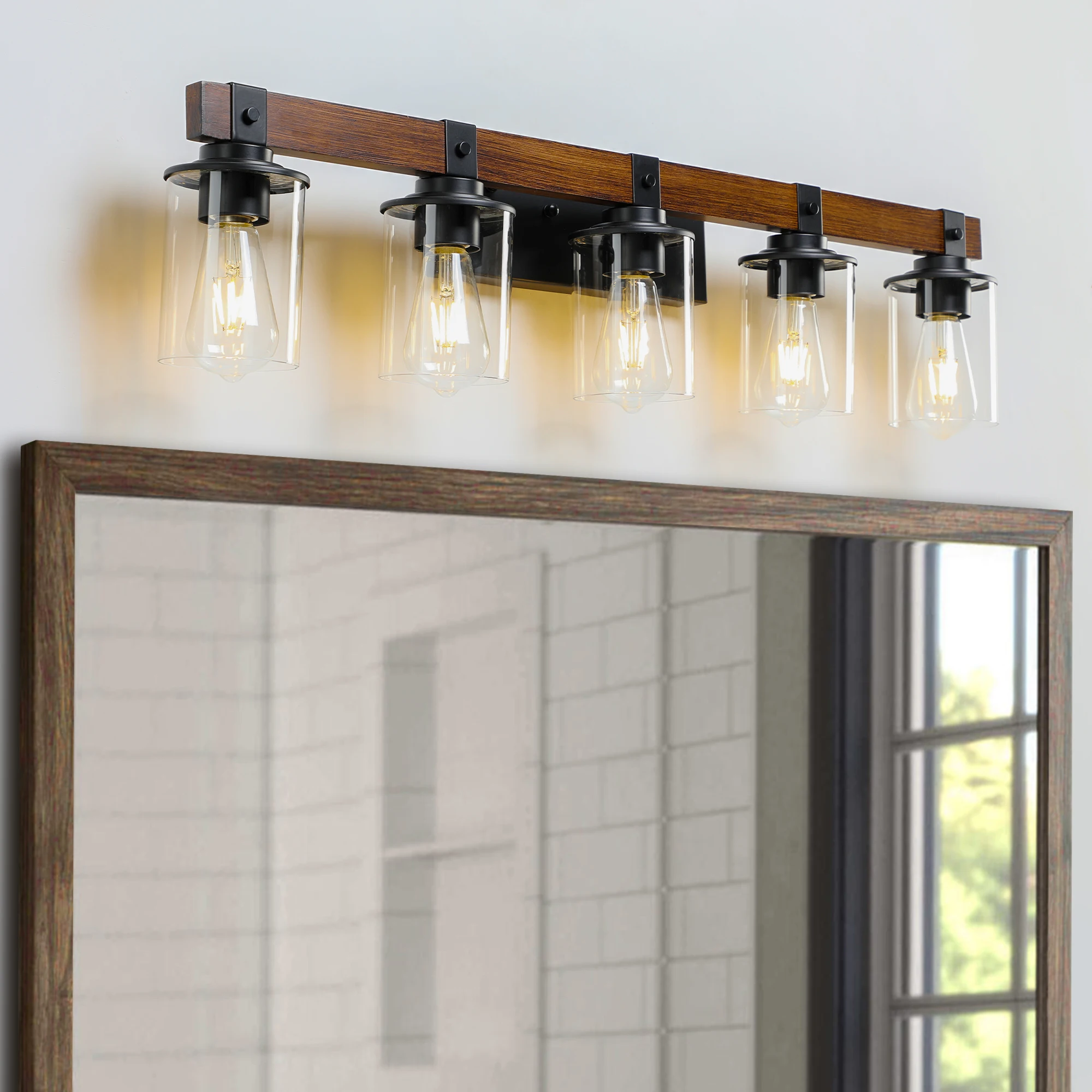 5-Lights Farmhouse Vanity Lights Fixture Rustic Bathroom Light Fixture Bathroom Sconce(Without Bulbs)