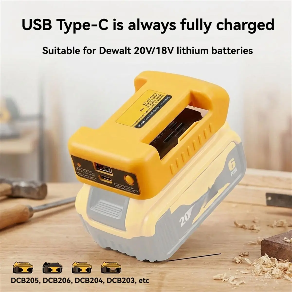 ABS USB Battery Adapter Converter for 18V/20V Li- with USB Type-C Battery Holder Fast Charging