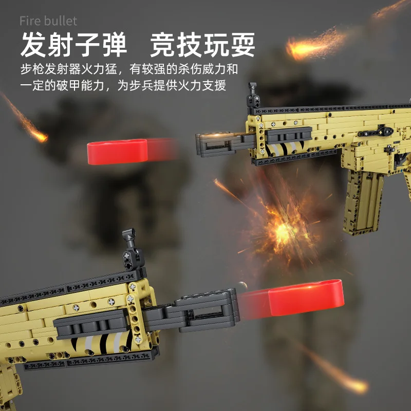 1369 ชิ้นรอยแผลเป็นปืนไรเฟิลปืนรุ่น Battlefield Weapon Series Adultes DIY ของเล่นอาคารบล็อกอิฐสร้างสรรค์เด็กวันหยุดของขวัญ