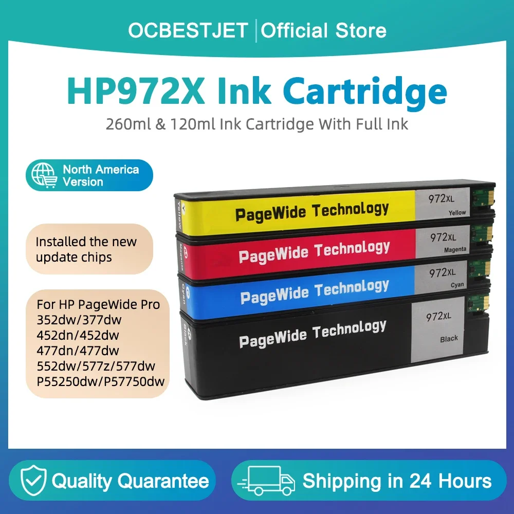 

Для HP 972X 972XL полностью чернильные картриджи для HP PageWide Pro 352dw/377dw/452dn/452dw/477dn/477dw/552dw/577z/577dw/P55250dw/P57750dw
