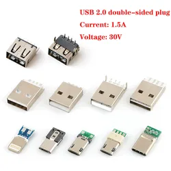 1-10pcs USB2.0 Type C Male/Female Connectors Jack Tail USB Malefemale Plug Electric Terminals Welding DIY Data Cable Support PCB