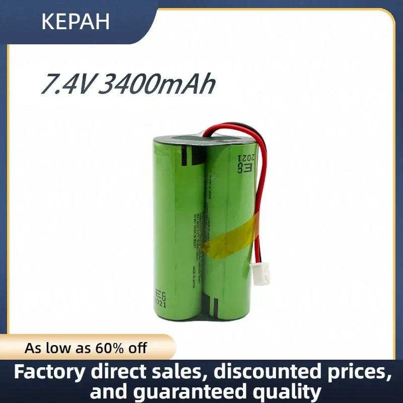 18650 3400mAh lithium batteries 7.4v 18650 li-ion rechargeable battery with wires and JST -XH 2Pconnector