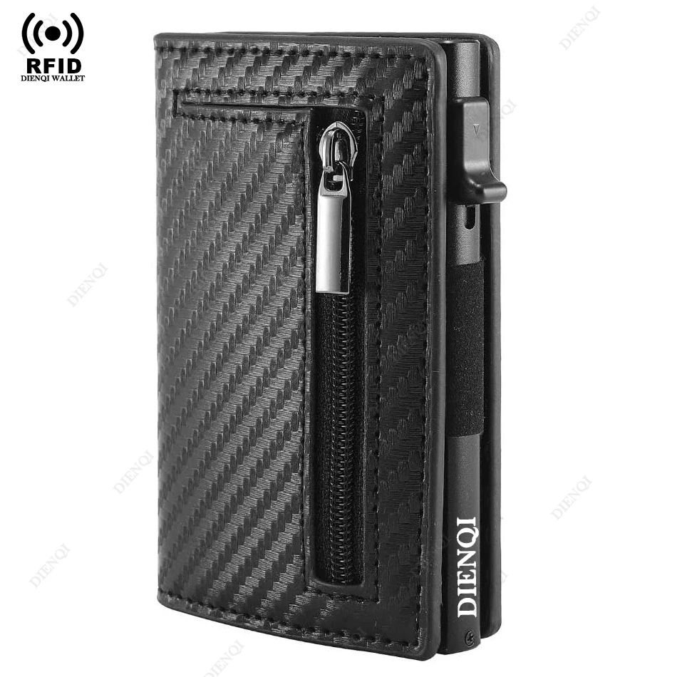 NONE Rfid Kreditkarte Halter Männer Brieftaschen Mini Handtaschen Luxus Marke Tasche Karteninhaber Fall Leder Magnetische Geldbörse Handtasche für Männer 5