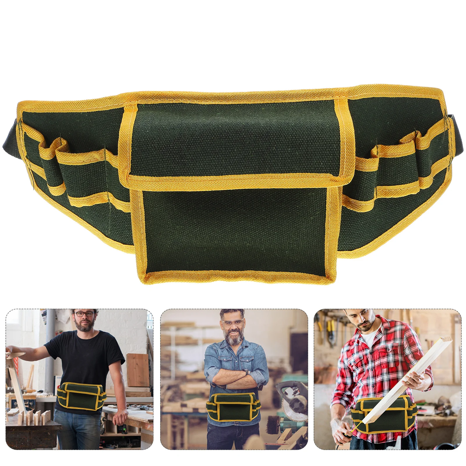 Multifunctional Work Bag Electrician Tool Bag Oxford Cloth Large Capacity Waist Pack Utility Pouch Green Yellow