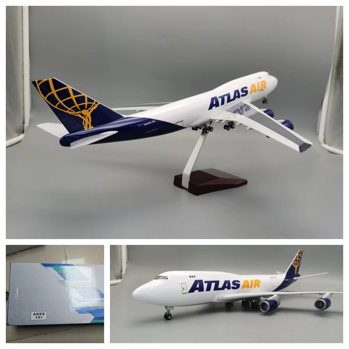 

B747 747 Atlas Air Aircraft Model 1:150 Scale 47cm Model Planes Resin Die-Cast Airplanes Home Decoration Ornament Collected