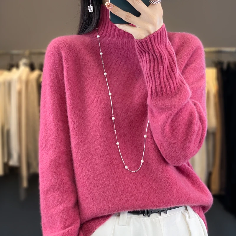 Women Sweater Solid Color Fashion Elegent Turtleneck Thickened Long Sleeve Knitwear New Slim Casual Autumn Winter Pullover