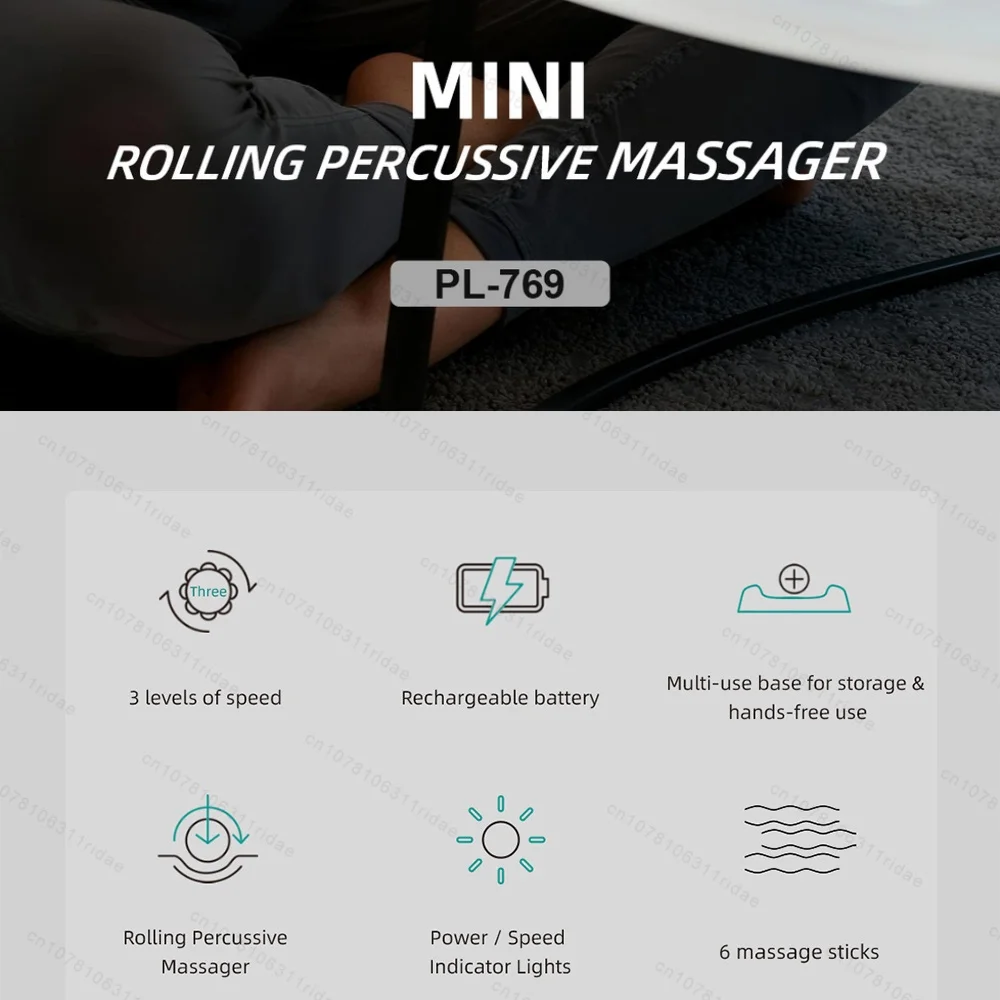 

Portable Handheld Roller Full-Body Muscle Relax Mini Percussion Muscle Massager with 3 Gears Speed Adjustment with Support Base