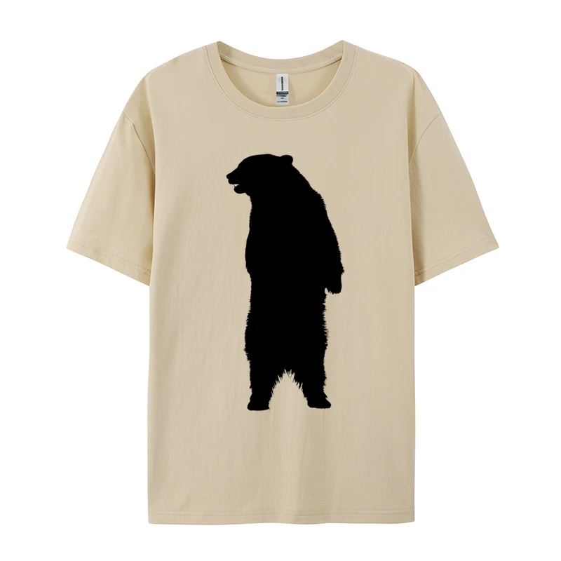 A Standing Bear Print T-shirt Casual Tops Tees Summer Fall Brand New Round Neck 100% Cotton Mens Clothing Plus Size