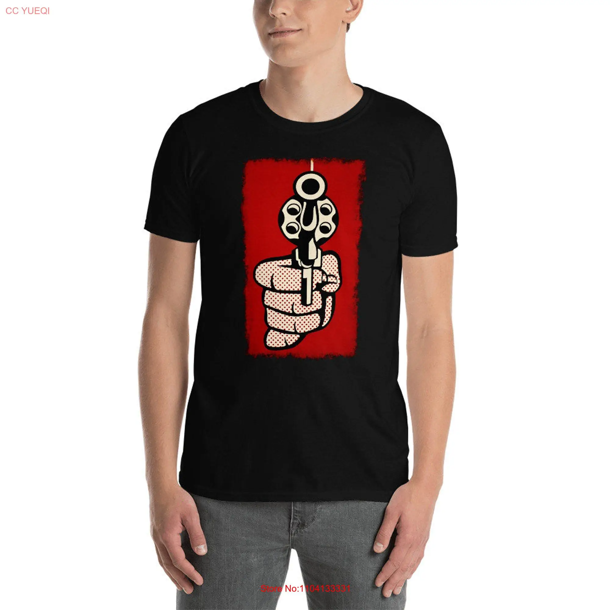 Roy Lichtenstein Pop art Gun pistol artist lover gift T Shirt long or short sleeves