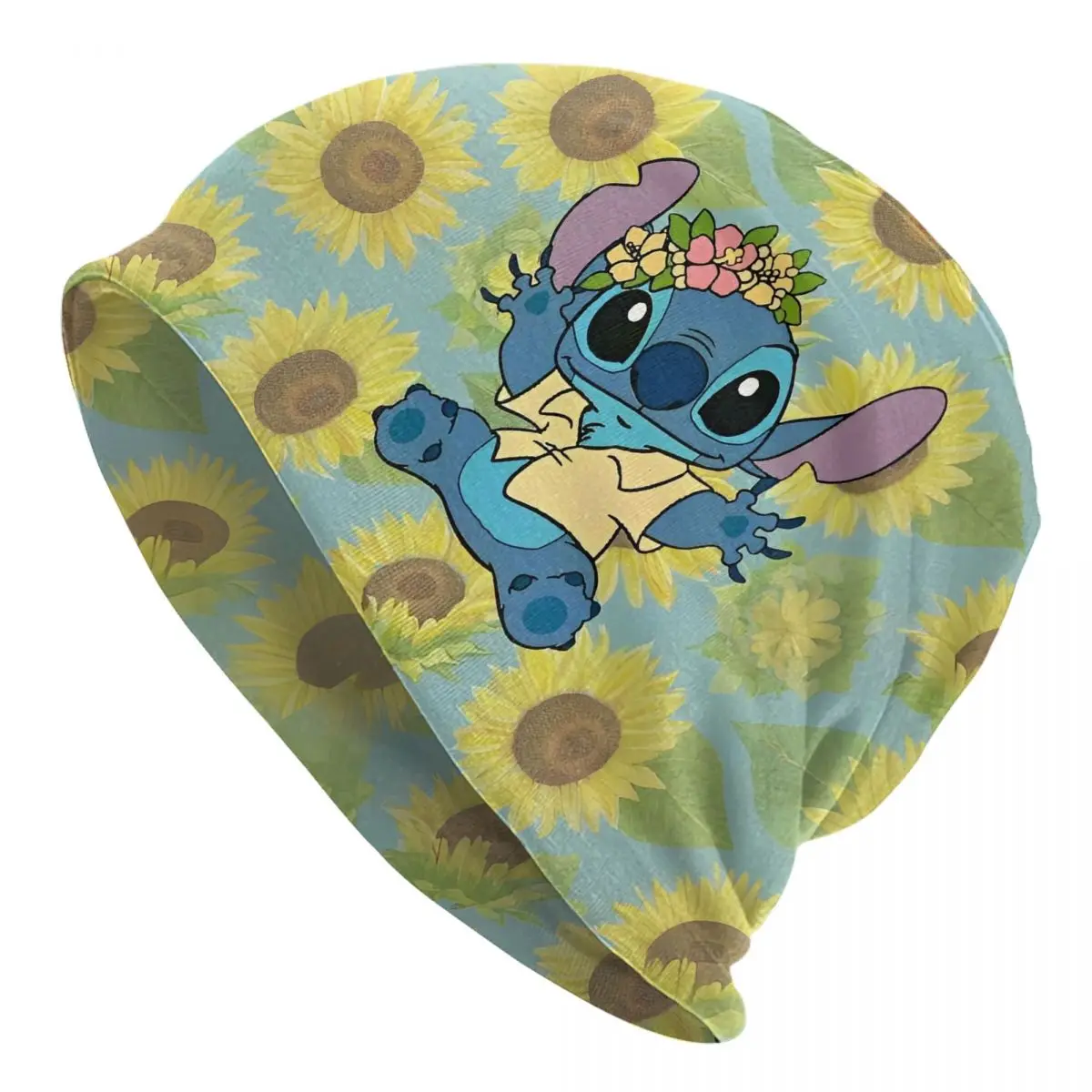 

Стежка мультфильм Skullies шапки шапки подсолнух прекрасный хип-хоп унисекс уличная кепка теплые шапки двойного назначения