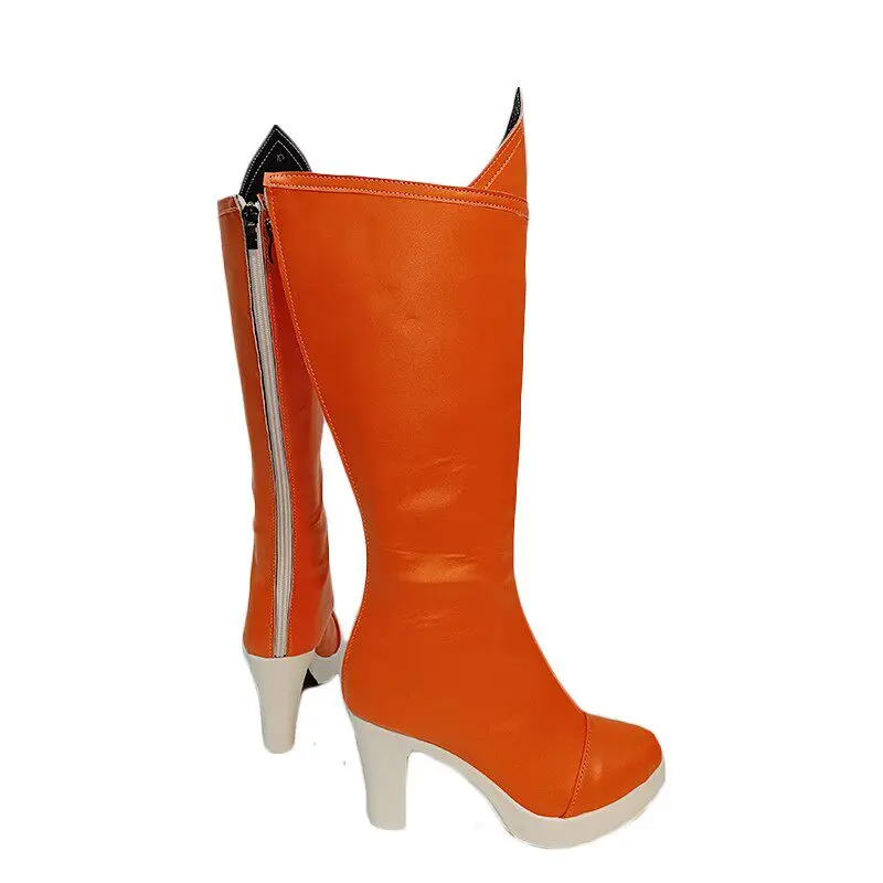 Anime Welcome to Demon School! Iruma-kun‌ Azazel Ameri Cosplay Shoes Orange Long PU Leather Boots For Halloween Carnival