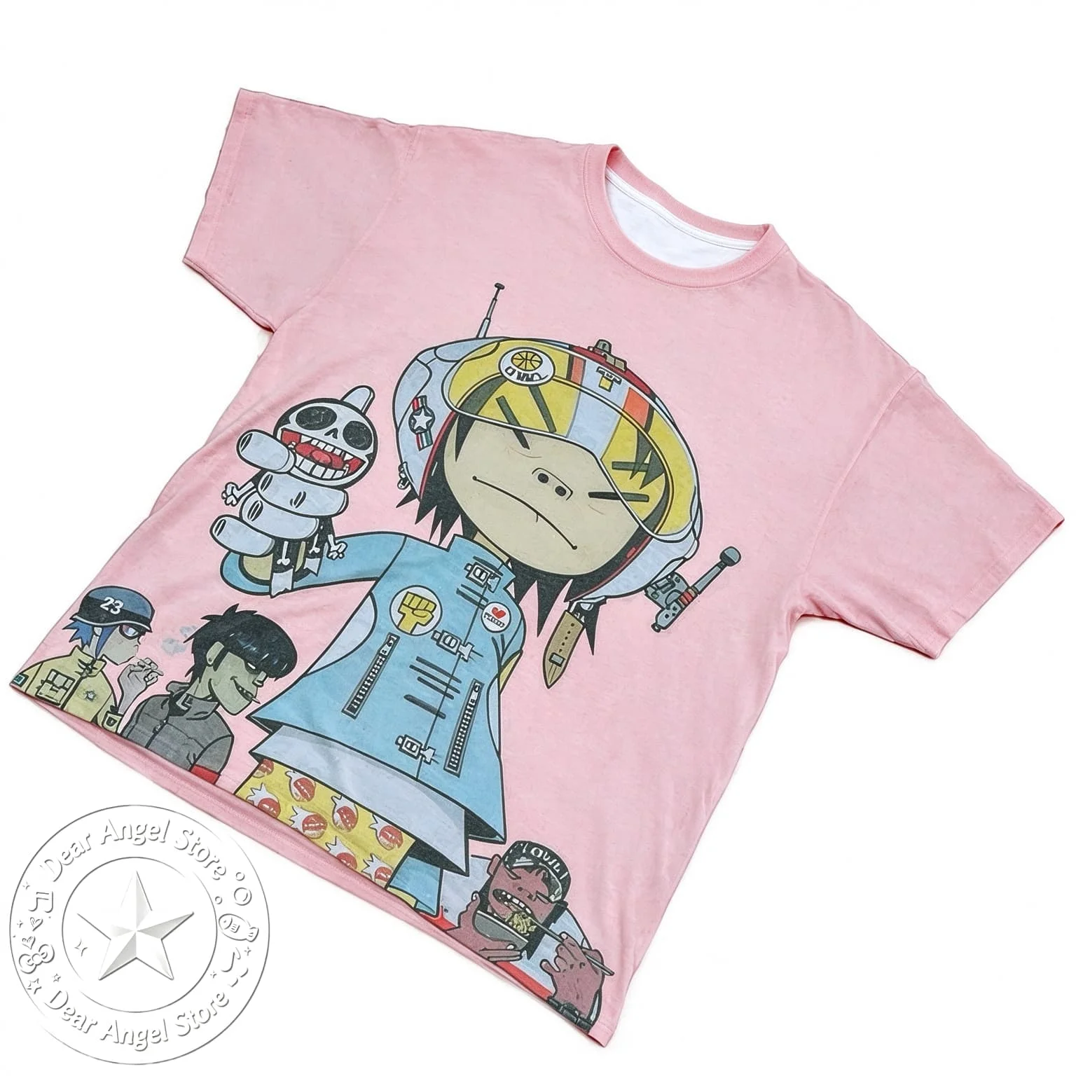 Women Top Y2k Clothing Anime Girl Helmet Anime Cartoon Character Pattern 2000s Clothe Tops Shoujo Girl Style Women's T-shirts