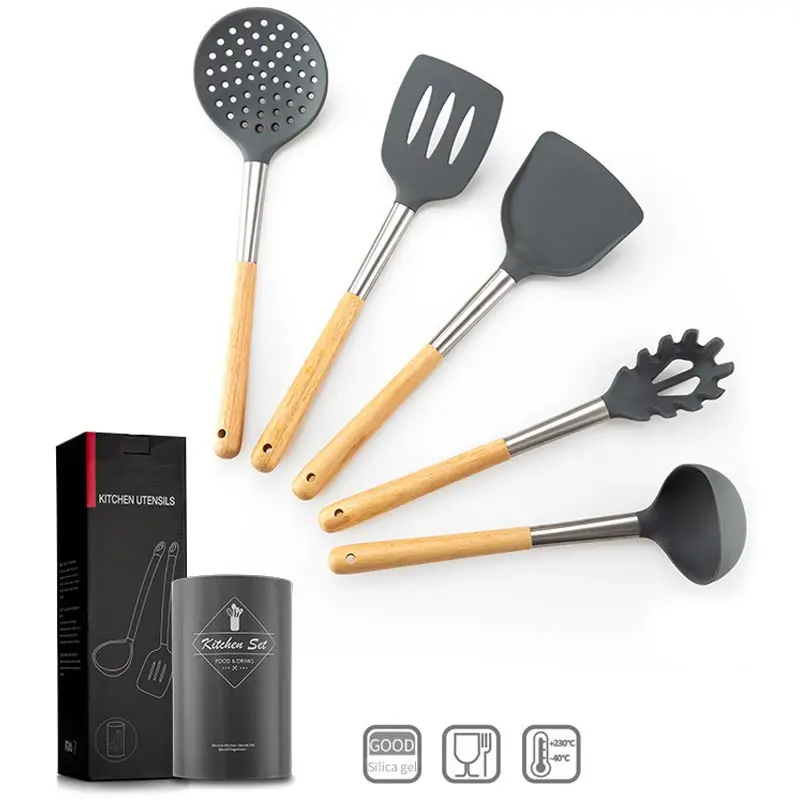 

Кухонная силиконовая кухонная утварь, набор из 6 предметов, термостойкая кухонная лопатка, ложка, ложка для жарки, набор для взбивания яиц