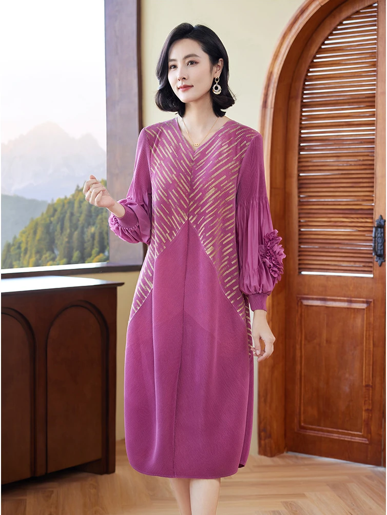 

Age-reducing Foreign Style Middle-aged Long Dress High-end Embroidered Dress Mother Spring Dress 2024 New Dresses for Women