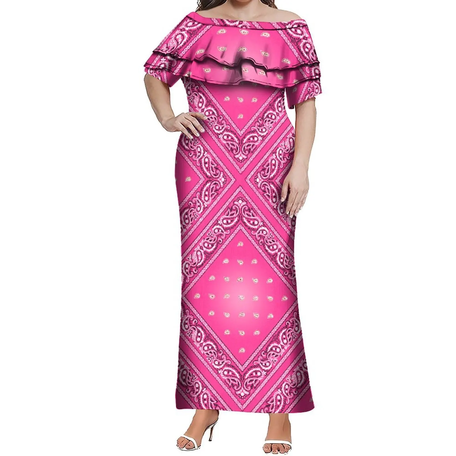 Vestido artístico personalizado de um ombro, camada dupla, folha de lótus, feminino, abraçando a figura, retrô, bandana, vestido elegante