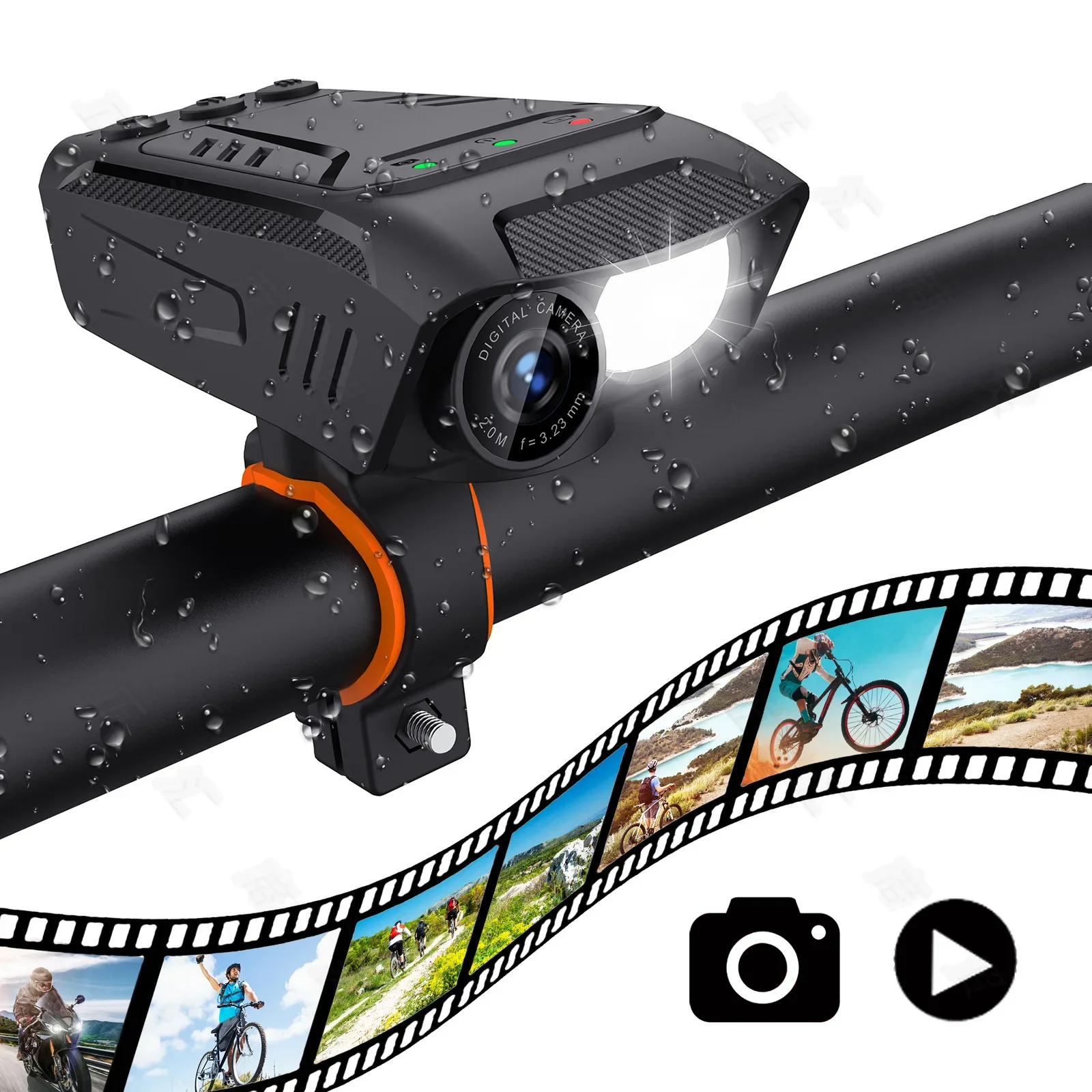 Cycling Camera Long Range Outdoor Sports Camera, Bicycle Motorcycle Helmet Cycling Recorder