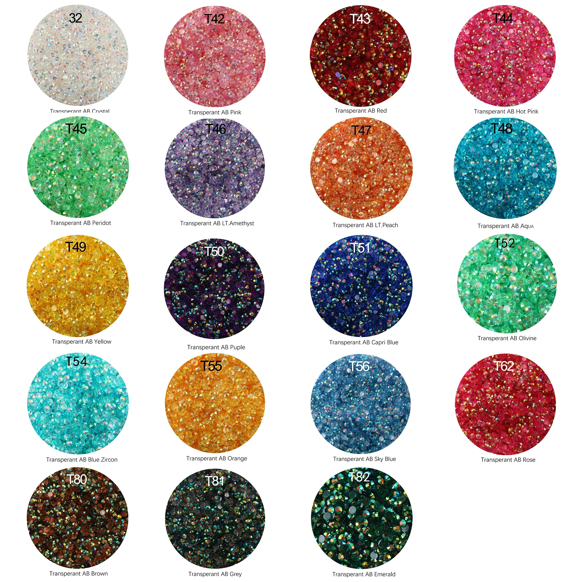 Wholesale Bulk  Transparent Bottom Glitter Resin Non Hotfix Rhinestones Flatback Strass for DIY Wedding Decorations