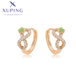 Xuping Jewelry Hot Sales Fashion Circle Shape Elegant Zircon Gold Color Hoops Earrings for Women Schoolgirl Wish Gift X000700364