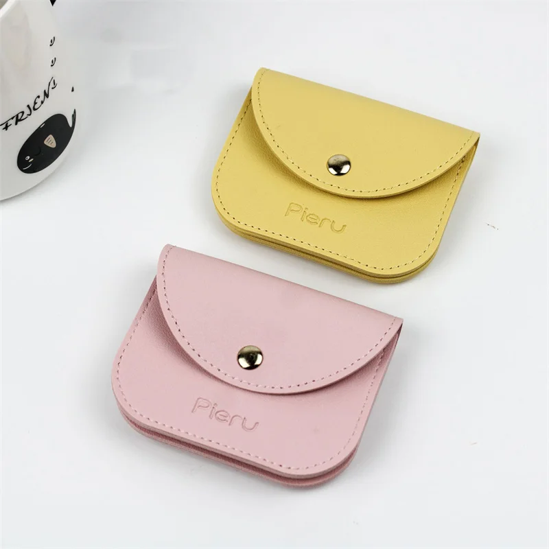 Fashion Brand Leather Purses For Women With Snap Button Coin Wallet Document Holder Coin Purse Children's Bag Girls Change Purse