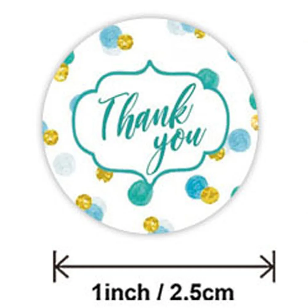 50-500pcs 1Inch Round Light Blue Thank You Sticker Decor Sealing Labels For Order Business Gift Bags Envelopes Sea