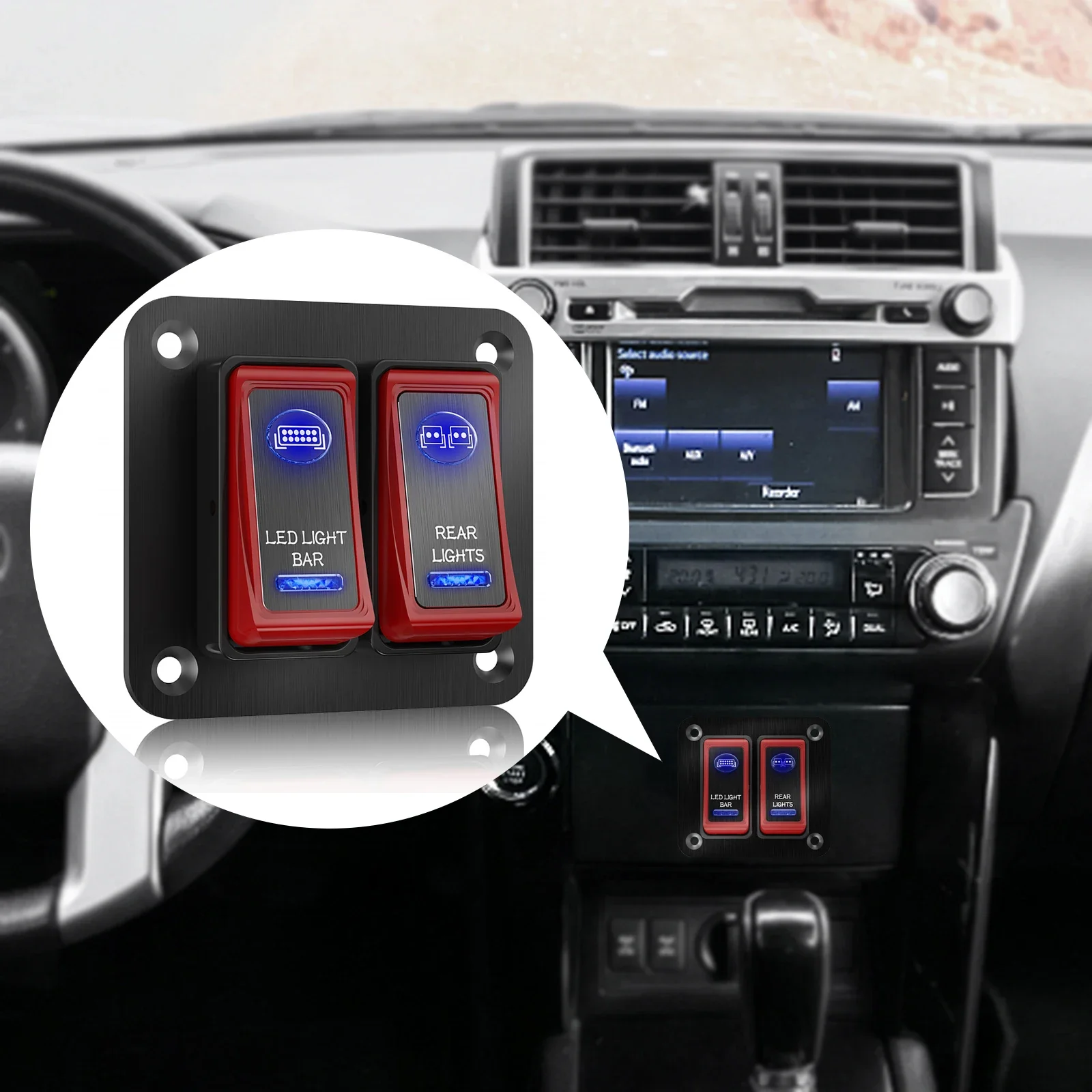 Latest design alloy metal 2-8 Gang Car Marine Boat Switch Panel 12V 24V Circuit Breakers  Boat Marine Car Rocker Switch Panel view 2