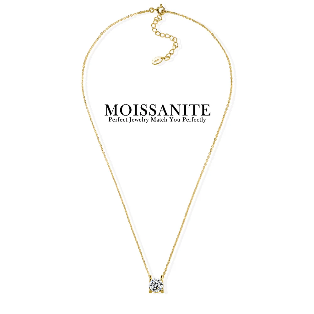 

1.5ctw S925 Sterling Silver Round Cut Solitaire Pendant Necklace Four Prong Setting Hypoallergenic Gift Ready
