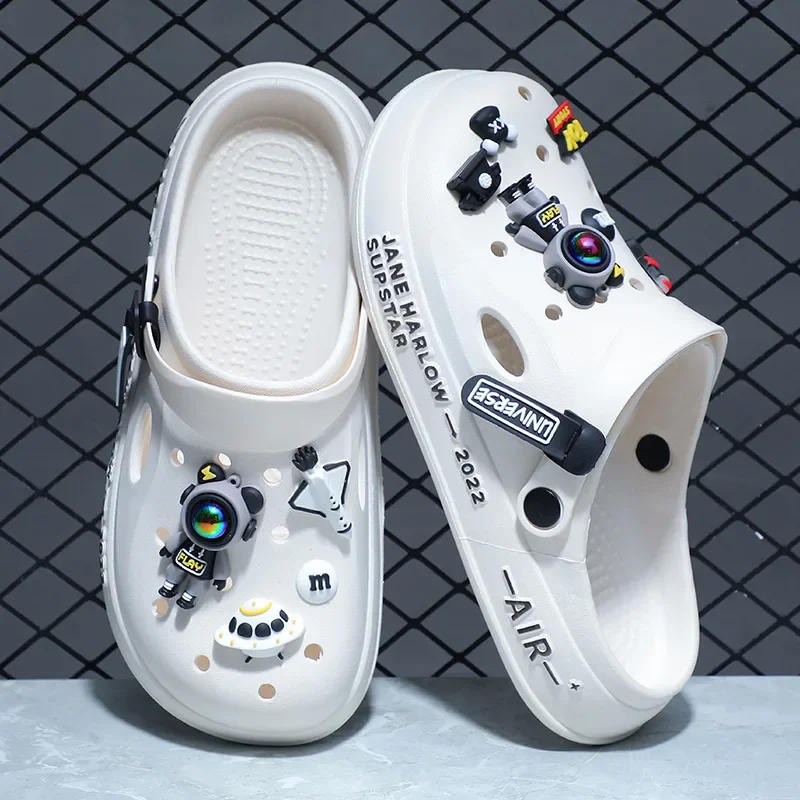 2024 Sommer Strand Herren Sandalen Anti-Rutsch Leichte Dicke Basis Step-In Schmutz Gefühl Oberbekleidung Sport Kopf Drag Schuhe