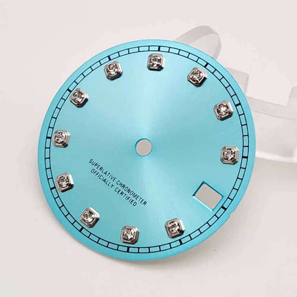 Новый бриллиантовый циферблат диаметром 28,5 мм подходит для запасной части циферблата мужских автоматических механических часов с механизмом NH35.