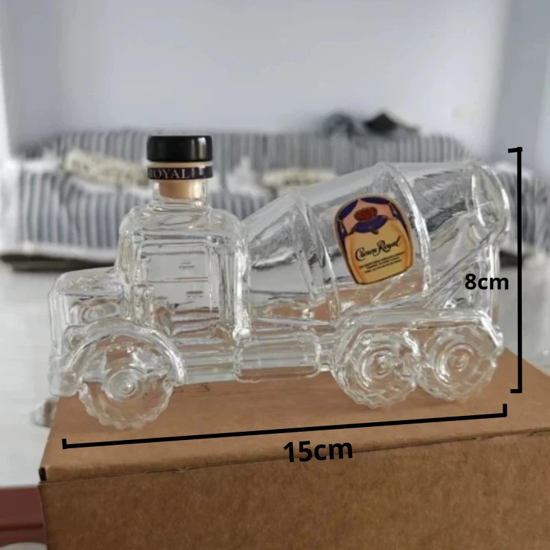 

Creative Transparent Glass Whiskey Bottle Cement Blender Design Vodka Spirits Dispenser for Home And Restaurant Decoration