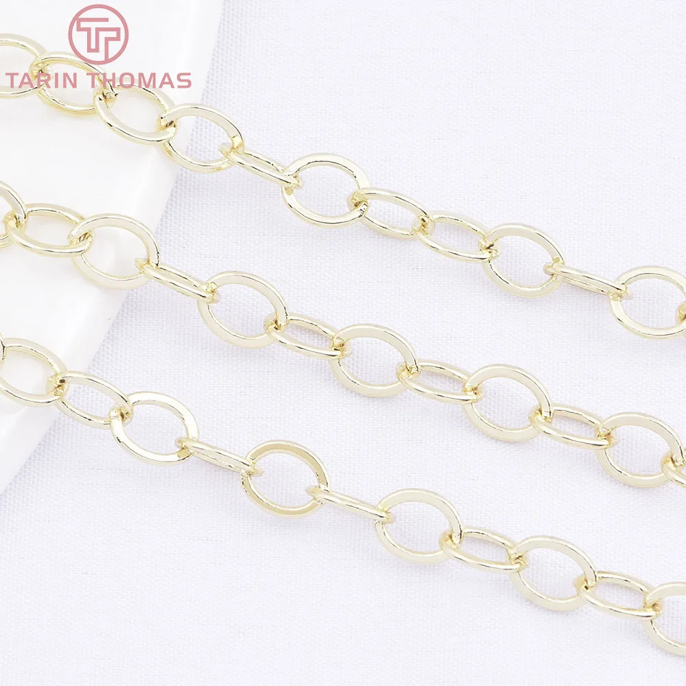 (4251)1Meter Chain Link 5x6MM 14K Gold Color Brass Chains for Necklace BraceletHigh Quality Diy Jewelry Findings Accessories