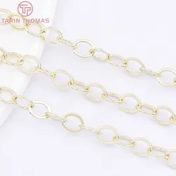 (4251)1Meter Chain Link 5x6MM 14K Gold Color Brass Chains for Necklace BraceletHigh Quality Diy Jewelry Findings Accessories