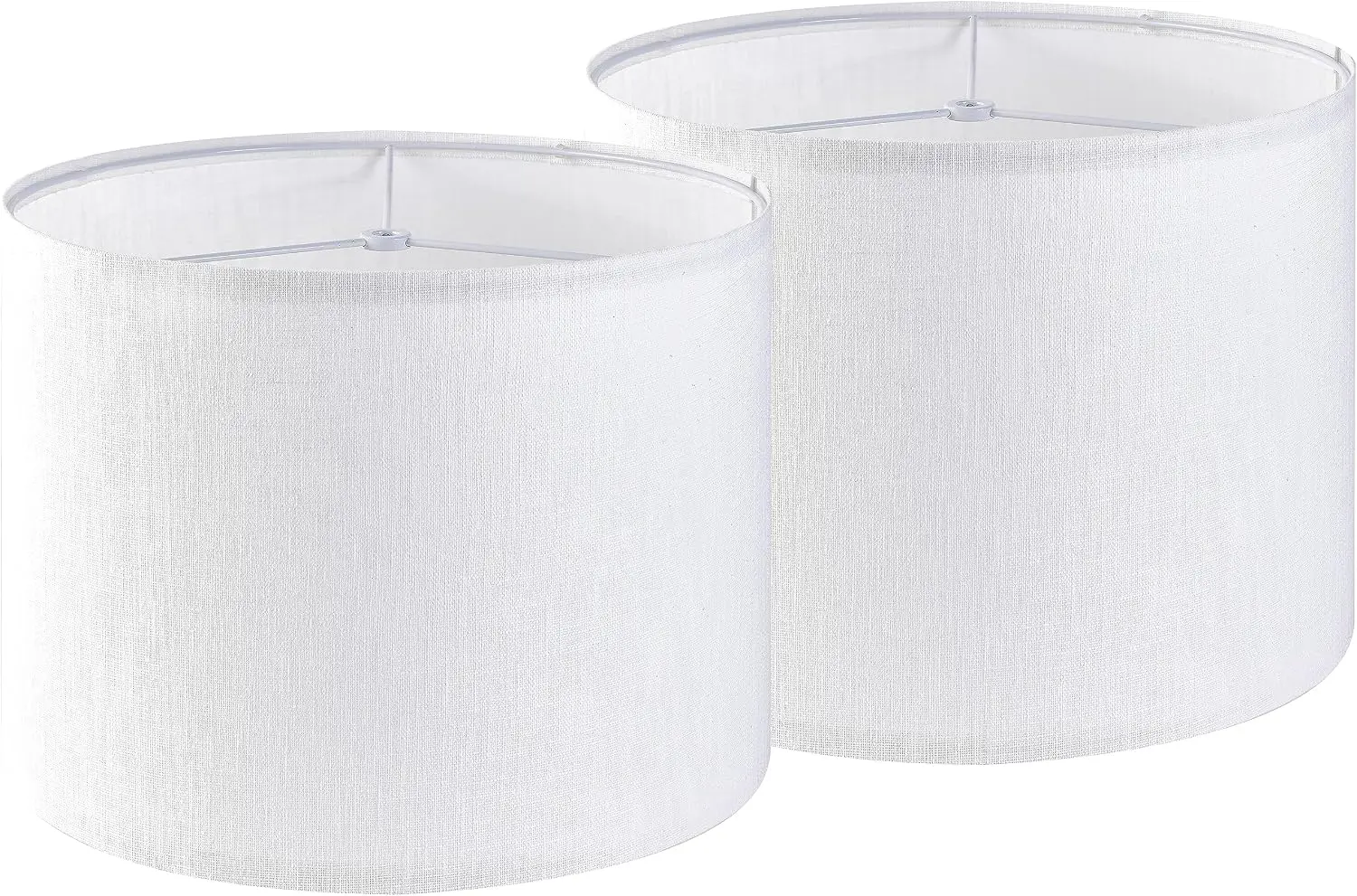 Set of 2 Pure White Linen Drum Lamp Shade 13