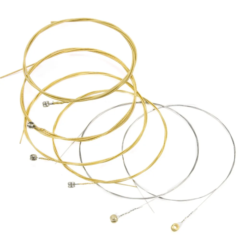 2 Sets Anti Rust Coating Acoustic Guitar Strings Golden+Silver Brass Material Guitar Parts Accessories Brass Guitar Strings