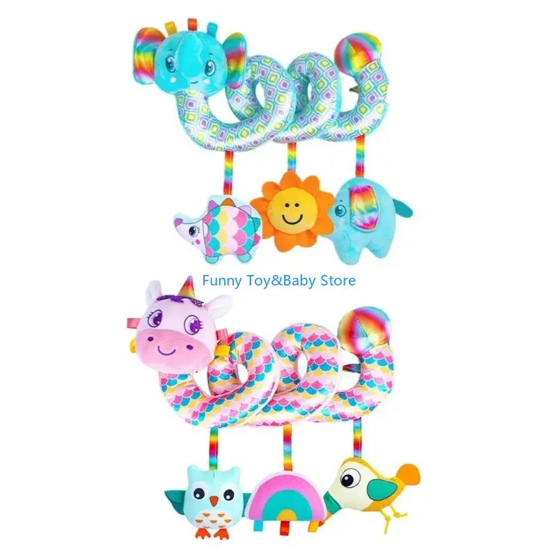 Vibrant Crib Toy With Soft Plush Textures And Gentle Rattle Sounds For Newborns Baby Bed Sensory Development And Calming C90B