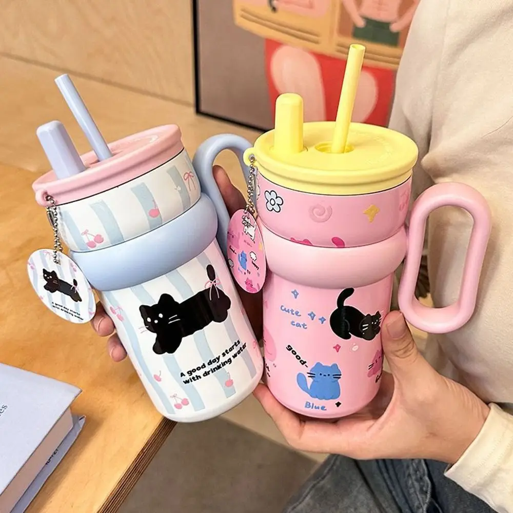 

540ml Insulated Water Bottle 316 Stainless Steel Cold Insulation Straw Water Cup with Handle Large Capacity Thermal Cup