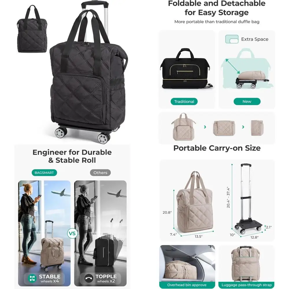حقيبة سفر قابلة للحمل سعة 35 لترًا مع عجلات قابلة للفصل، وجيب مبلل من مادة PVC، وأمتعة للسفر بكفاءة #1