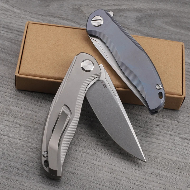 M390 Steel Titanium Alloy Handle Folding Knife Outdoor Camping Survival High Hardness Sharp Portable Tool EDC