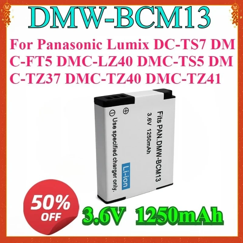 

For Panasonic Lumix DC-TS7 DMC-FT5 DMC-LZ40 DMC-TS5 DMC-TZ37 DMC-TZ40 DMC-TZ41 DMW-BCM13 DMW-BCM13E Replaceable Battery